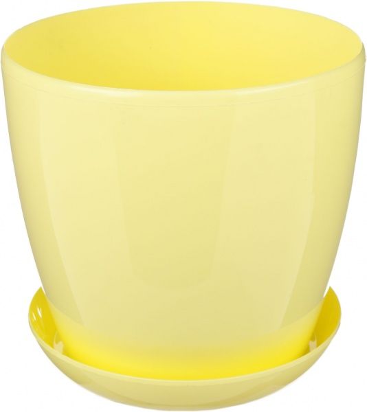 Горшок пластиковый Омела глянцевый круглый 2,2л желтый 