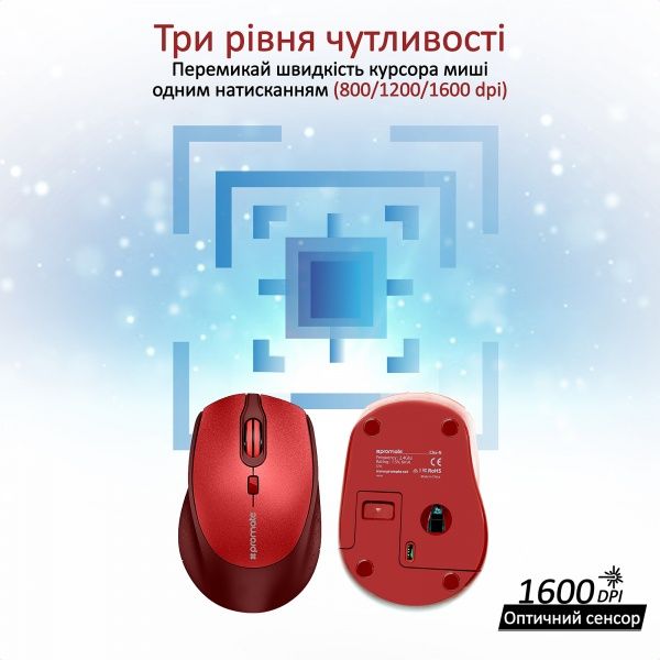 Мишка Promate Clix-5 Wireless Red 