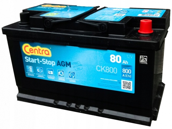 Аккумулятор автомобильный Start-Stop AGM 80Ah 800A 12V «+» справа (СK800)