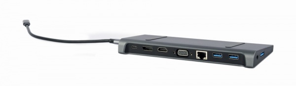 Док-станція Cablexpert USB-C 9-в-1 dark grey (A-CM-COMBO9-02) 