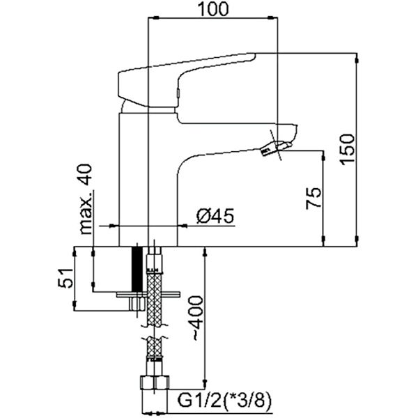 Змішувач для умивальника Rubineta Uno-18 WT N80071