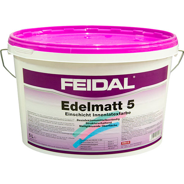 Краска латексная Feidal Edelmatt 5 шелковистый мат белый 5л 