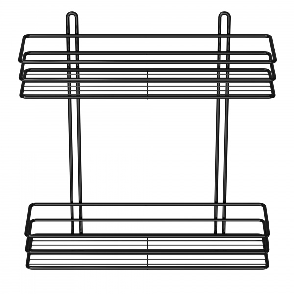 Полка для ванной 2-ярусная 35 см черная 