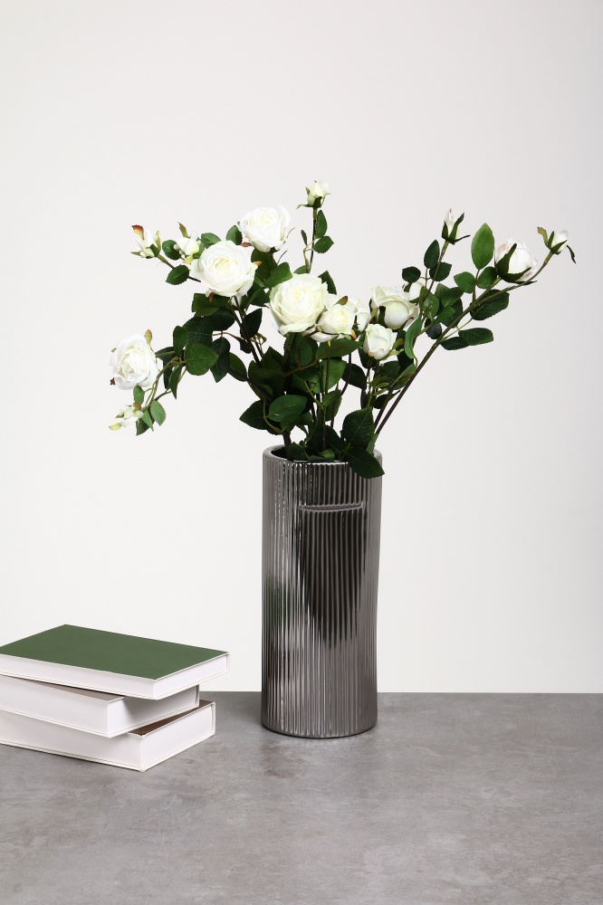 Ваза керамическая Pinsung Ceramics Nooka 27,5 см серебряная матовая PS33412