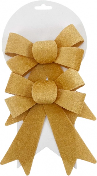 Декорація новорічна Shunda бант 14х17 см золотий 2 шт