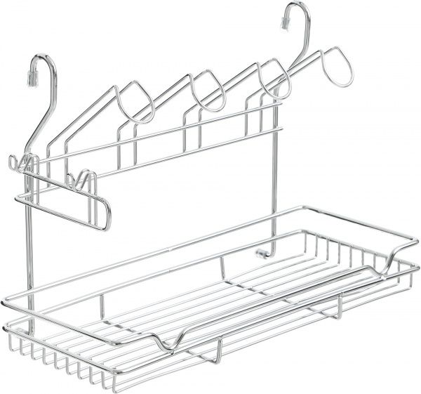 Полиця на рейлінг Sakura® KS-2055 для стаканів і чашок з гачками 390х173х265 мм хром