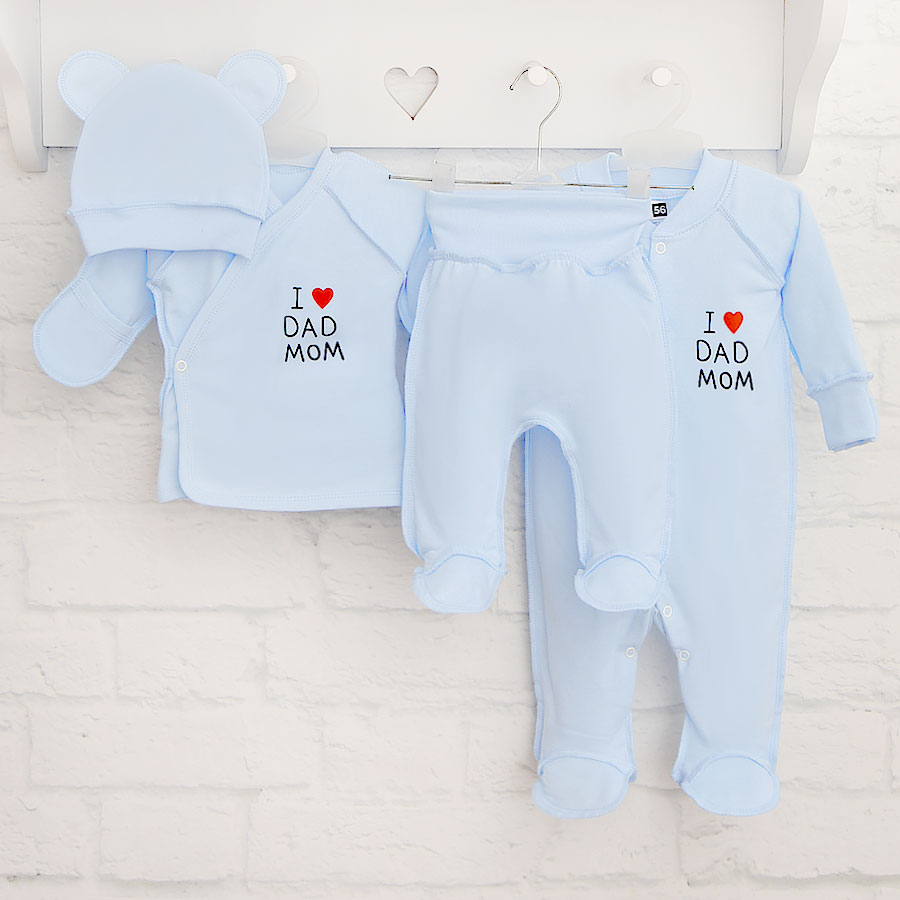 Комплект для новонароджених Blanka Люблю тата маму блакитний р.50-56 110912