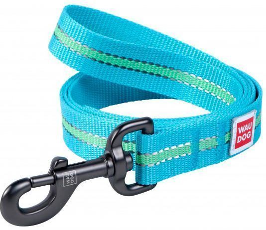 Поводок WAUDOG Nylon светонакопительный 1,5х122 см голубой