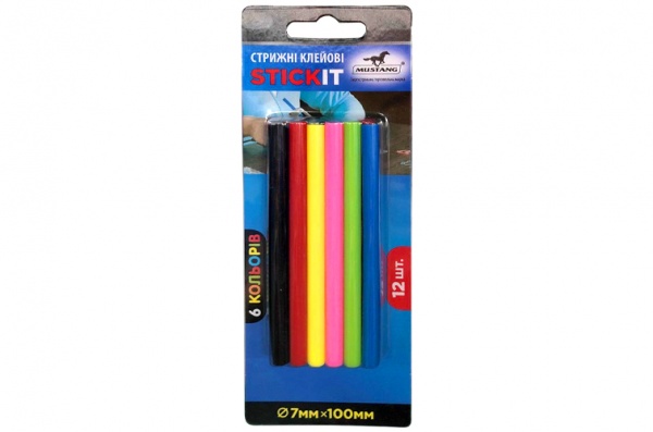 Стержни клеевые Mustang разноцветные 7 мм 12 шт.