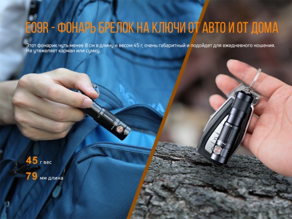 Фонарик Fenix ручной E09R 600лм