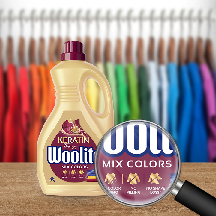 Гель для машинной и ручной стирки Woolite для цветных тканей с кератином 2,7 л