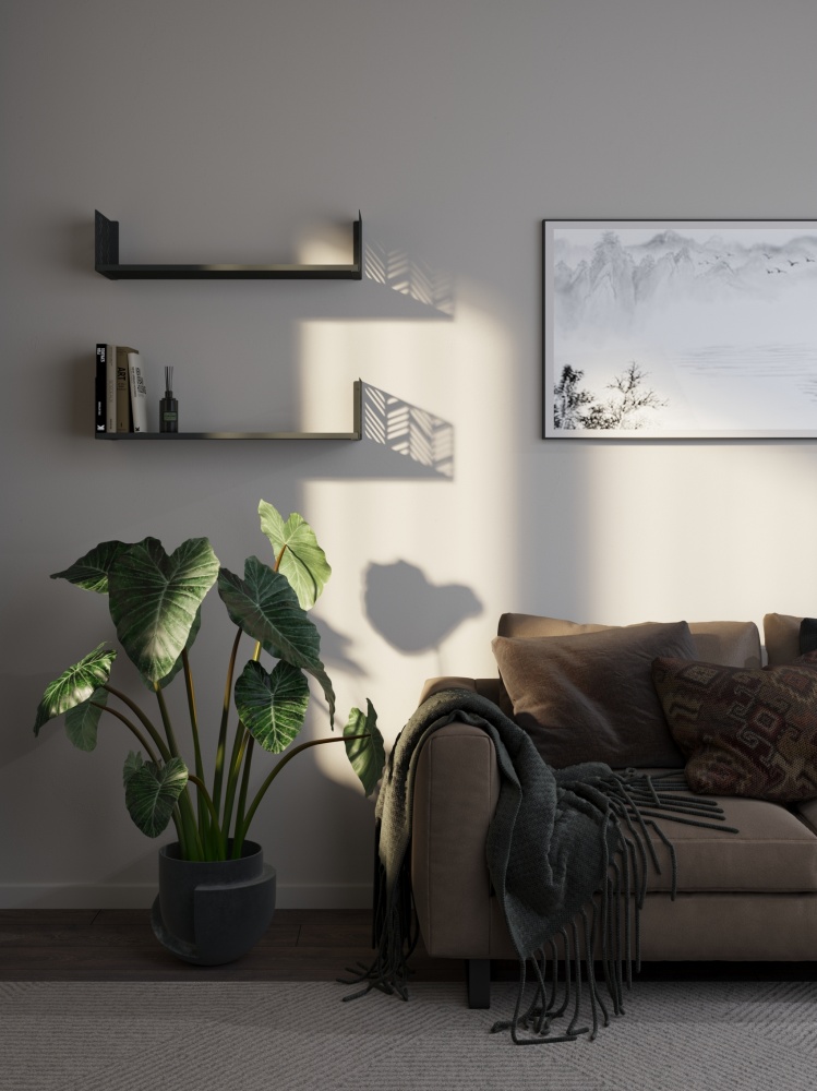 Полка навесная Metkas Home Листья 700x220x170 мм антрацит