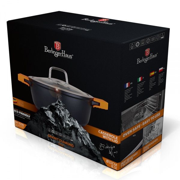 Каструля з кришкою Granit Diamond Line 8,5 л BH 1098N Berlinger