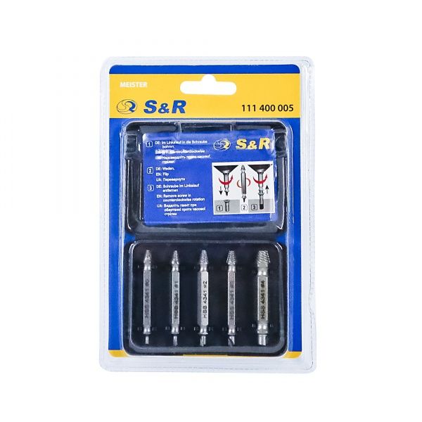 Набір екстракторів Meister №0-1-2-3-4 L50 мм 5 шт S&R 111400005