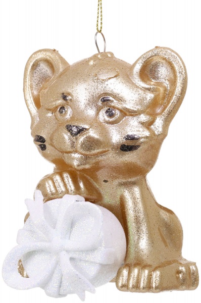 Подвеска Тигрик 3Д с подарком d 12 см золото