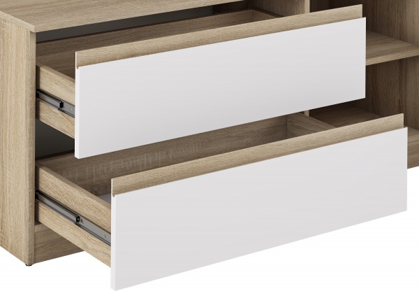 Тумба под ТВ Грейд Эстер 4ш 2000х540х442 мм белый / дуб сонома 