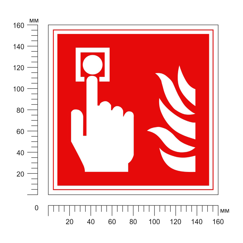 Наклейка Кнопка включения систем пожарной автоматики 150х150 мм