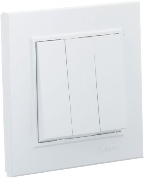 Вимикач триклавішний Makel Karea без підсвітки 10 А 220В білий