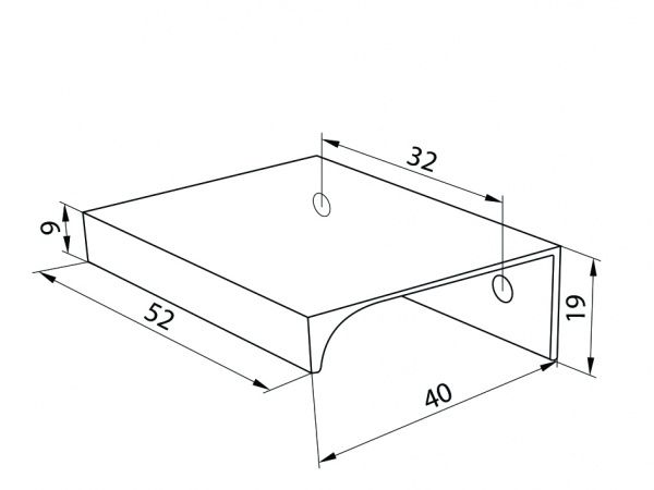 Меблева ручка профільна DC DV-002A/32 L-52 32 мм чорний матовий