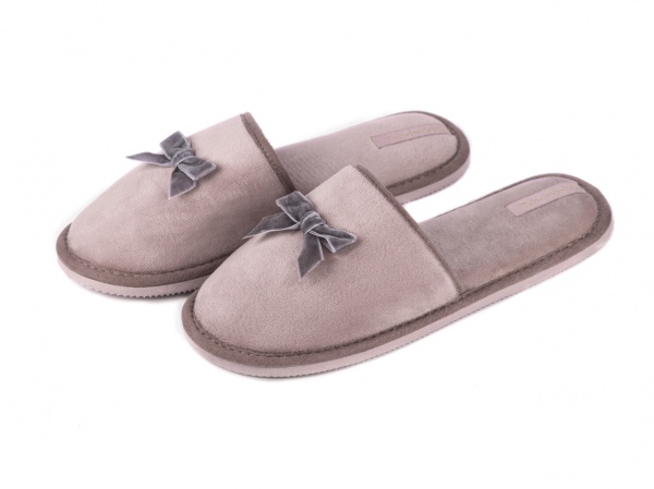 Капці домашні Twins HS-OZ велюрові з бантом р.40 бежевий 
