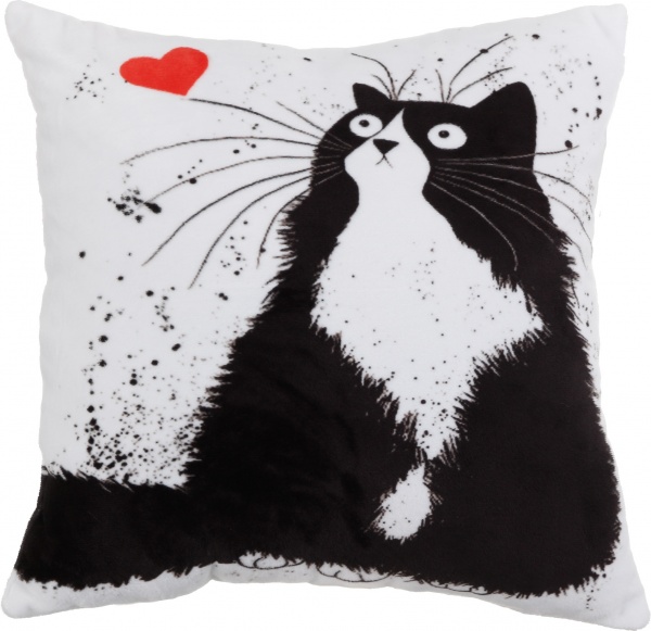 Подушка декоративная Валентинка Черный кот 37x37 см Анна 