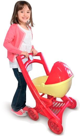 Тележка-каталка Долоні для кукол люлька бежевый/красный