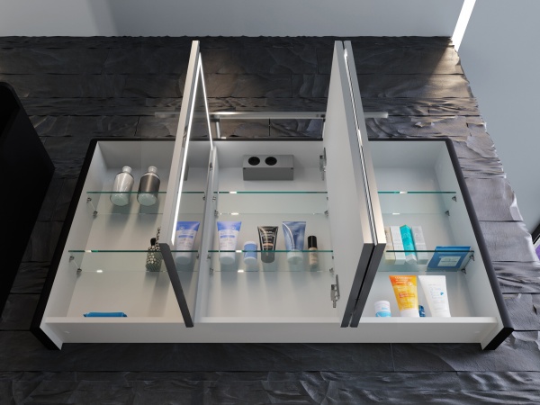 Зеркальный шкаф Botticelli Levanto - 128 серый 