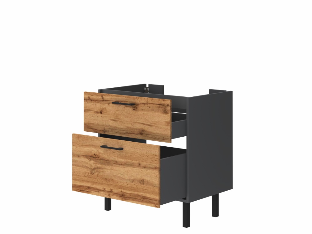 Тумба ЮВЕНТА Afina 70 см Антрацит + Дуб Вотан під стільницю або умивальник Piedra 70