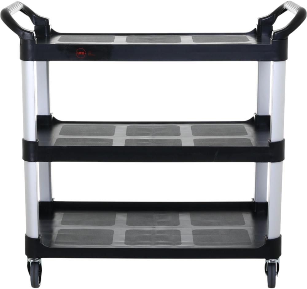 Тележка сервировочная 3 полки черная UFB 925x480х960 мм пластик/нержавеющая сталь