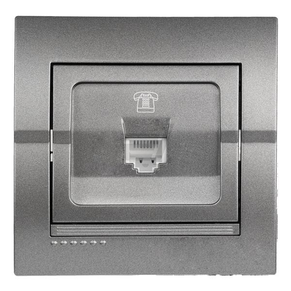 Розетка телефонная Lezard Deriy TF-евро темно-серый металлик 702-2929-137