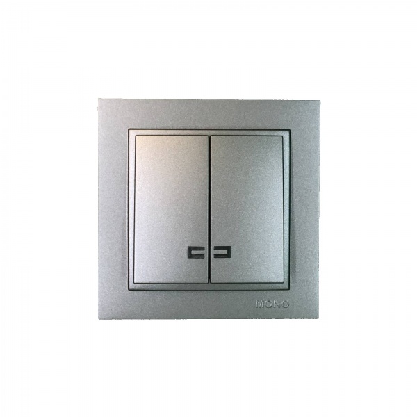 Выключатель двухклавишный Mono Despina с подсветкой антрацит 102-242425-103