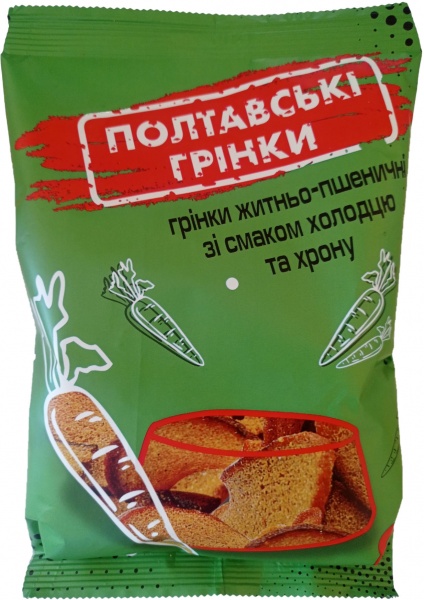 Гренки ПОЛТАВСЬКІ ГРІНКИ ржано-пшеничные со вкусом холодца и хрена 100г