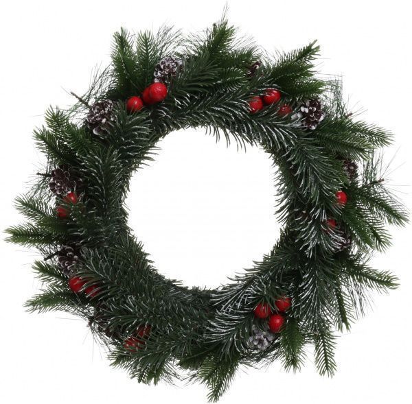 Вінок новорічний з ягідками і шишками RS1H807-2 d330 мм 