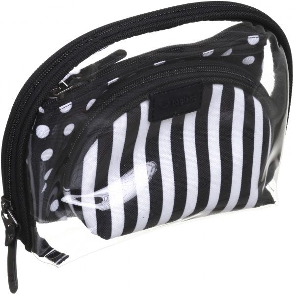 Набір косметичок Bagland Білий горох чорний із білим 