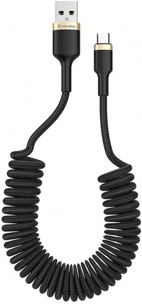 Кабель ColorWay USB - MicroUSB (spiral) 2.4А 1,5 м black (CW-CBUM051-BK) 