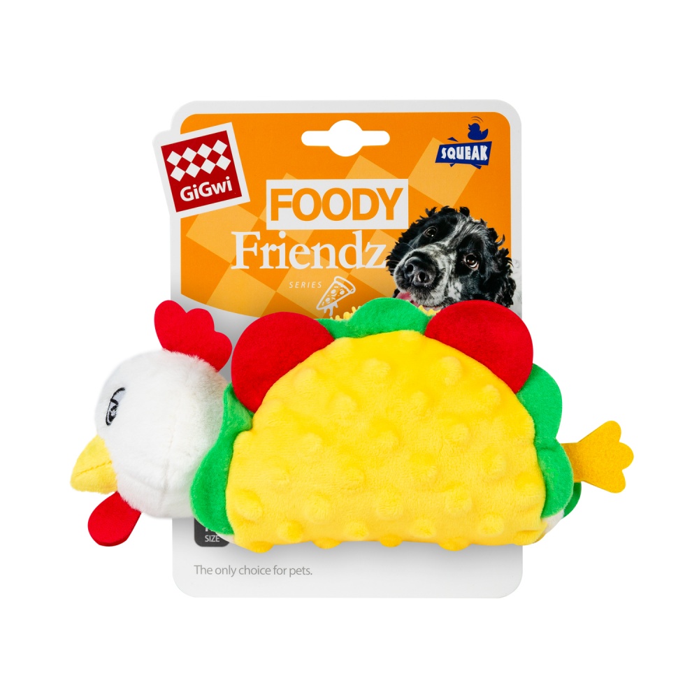 Игрушка для собак GiGwi Foody Friends Куриный Тако разноцветный 26 см