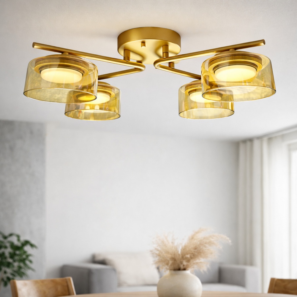 Люстра потолочная LIGHT SET DUSHA MS228 4x12 Вт GX53 золото/янтарь