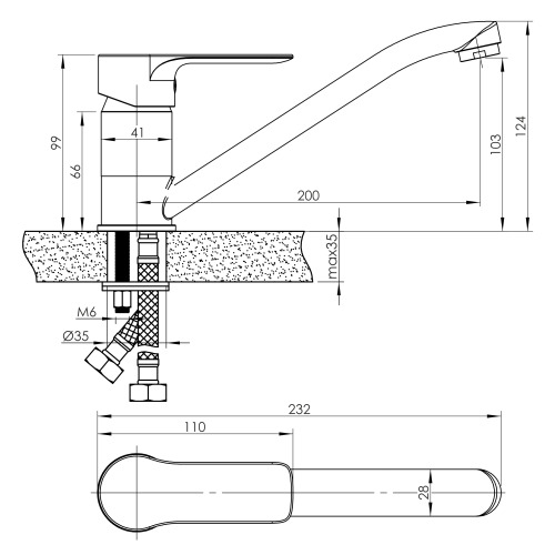 Змішувач для умивальника Imprese HORAK, хром