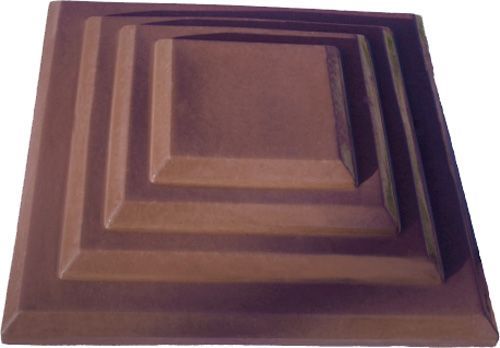 Крышка на столб 4 ступени с покрытием 450x450x70 мм бордовый Вилес 