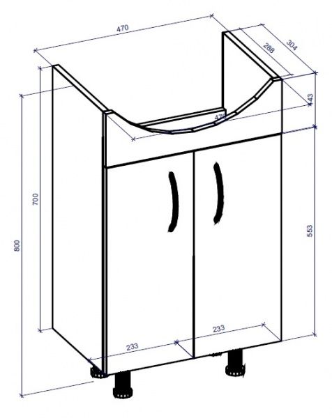 Тумба підлогова Прайм 50 МДФ сірий глянець під умивальник Проксі-Colombo 50