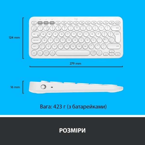 Клавіатура Logitech K380 Multi-Device Bluetooth UA (L920-009868) white 