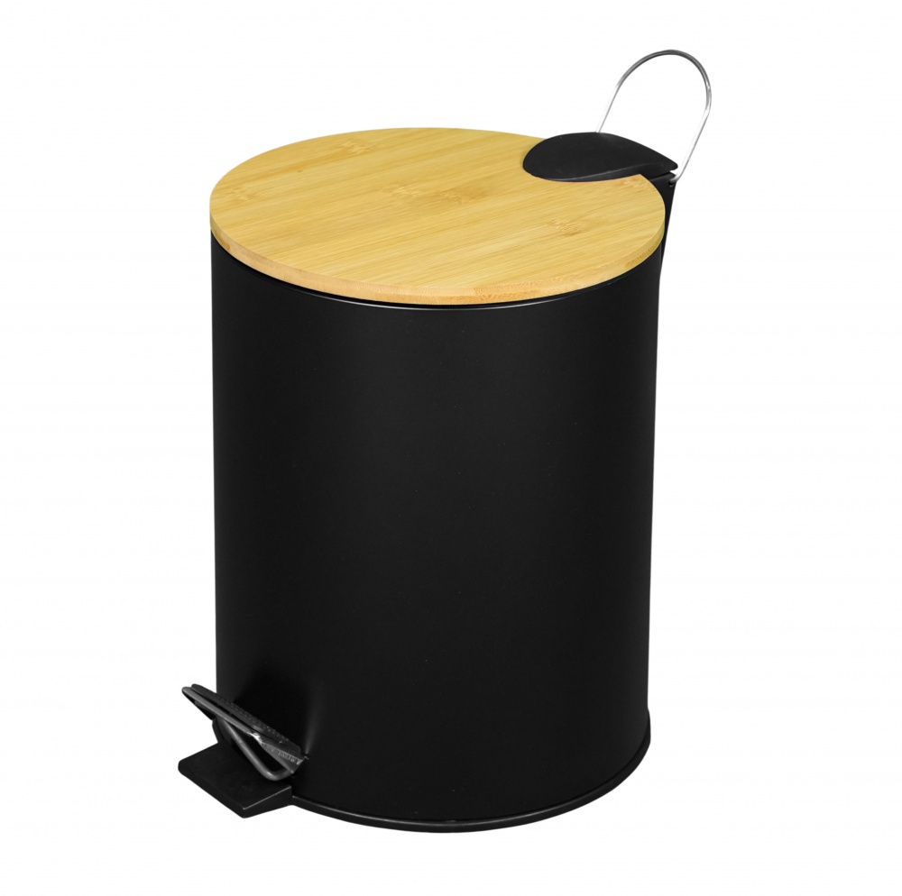 Ведро с педалью Fabrika BAMBOO 5 л Soft Close Black (FK-SB3002B)