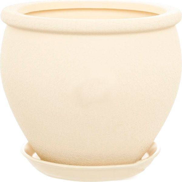 Горшок керамический Ориана-Запорожкерамика Вьетнам №3 шелк круглый 5л бежевый (011-3-082) 