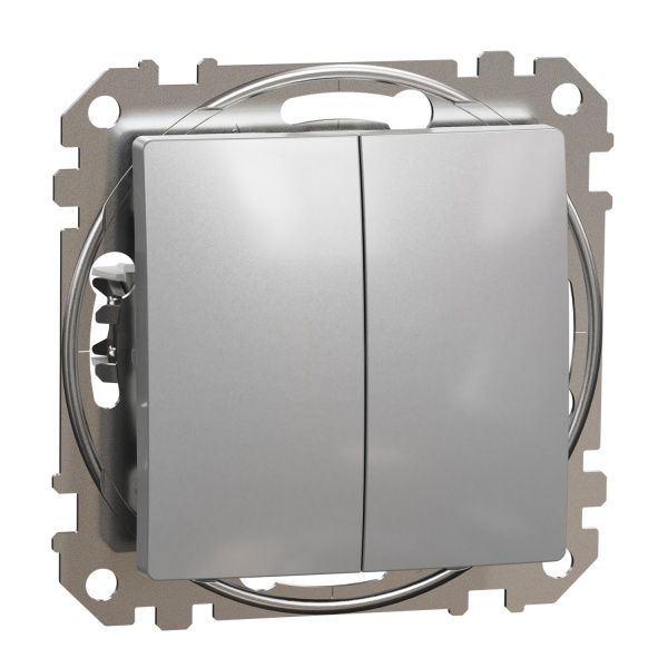Выключатель двухклавишный Schneider Electric Sedna Design без подсветки 10 А 250В алюминий SDD113105