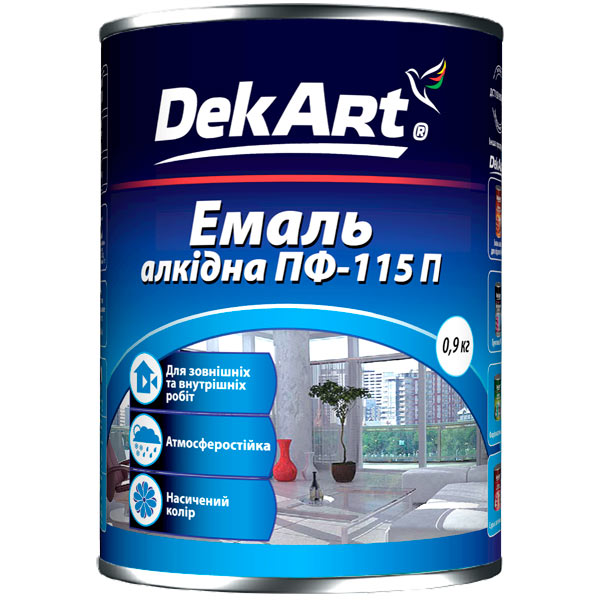 Эмаль DekArt алкидная ПФ-115П серый глянец 0,9кг