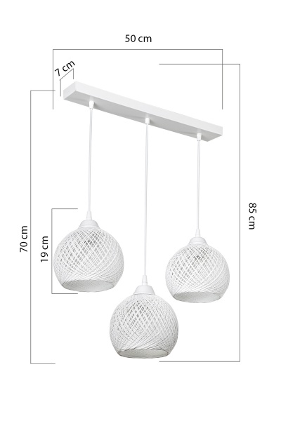 Підвіс Luna Yumak Line 3x60 Вт Е27 білий MDL.4750 