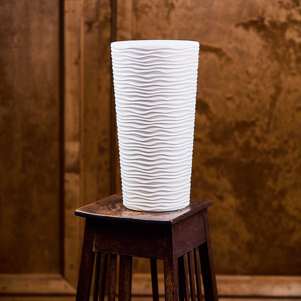 Вазон пластик Ф'южн d27х51 см круглий білий 10 л Алеана