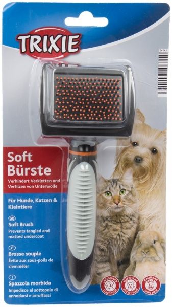 Щетка-пуходерка TRIXIE с пластиковой ручкой и шариками 7х16 см 24141