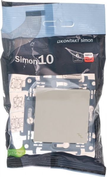 Вимикач прохідний одноклавішний Simon 10 без підсвітки 10 А 250В кремовий CW6.01/41