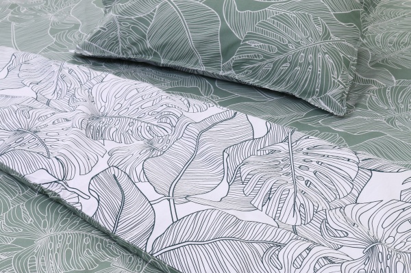 Комплект постільної білизни Laval полуторний зелений із білим Today 